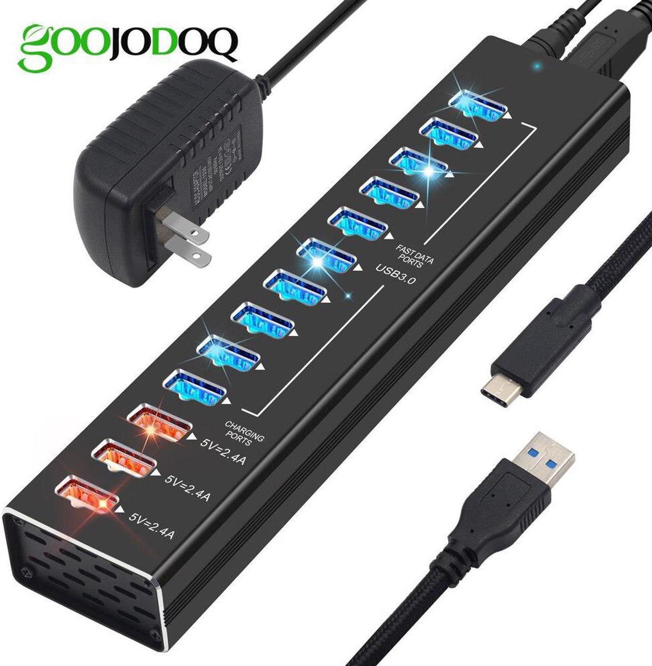 USB Hub Charger 13 Ports USB 3.0 / USB C Hub 12 Ports Multi Splitter 5V 2.4A Fast Charger EU/US Power Adapter for Macbook Pro PC