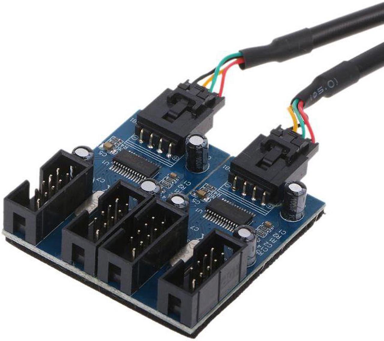 PC Case Internal 9 Pin USB 2.0 Male 1 To 4 Female Splitter PCB Chipset Extender 77UA