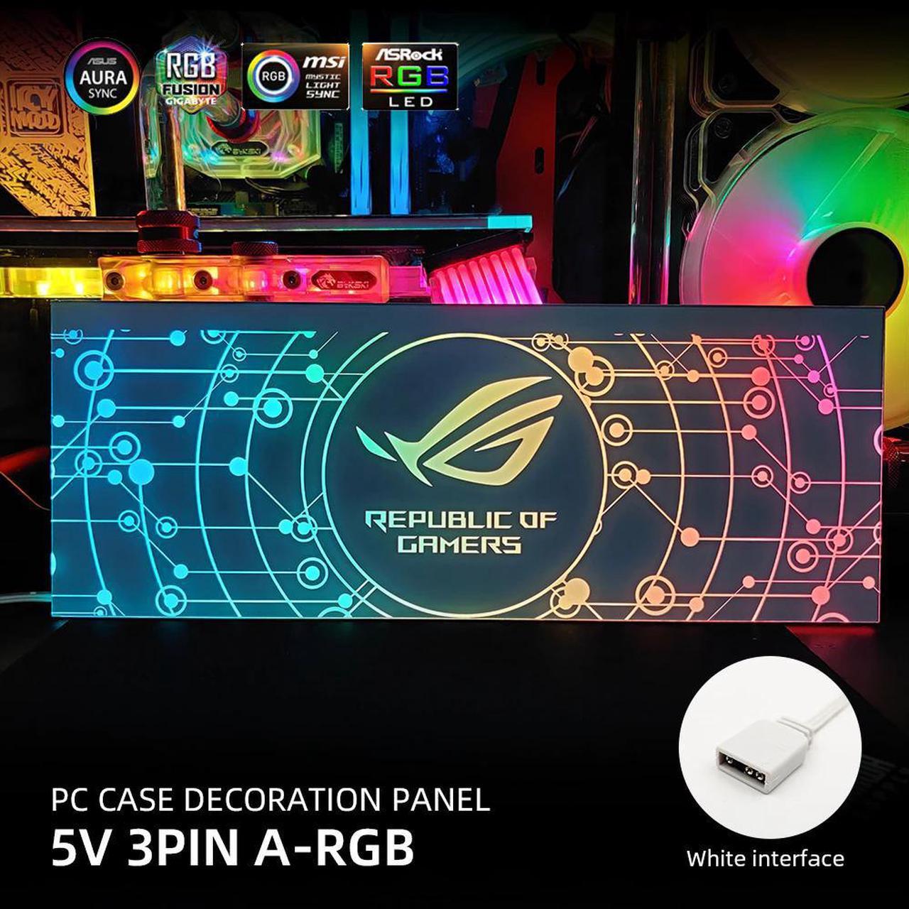 White PC Case Lighting Panel RGB GPU Backplate DIY Side Panel Customizable MODDING Colorful RGB AURA SYNC Water cooling Custom