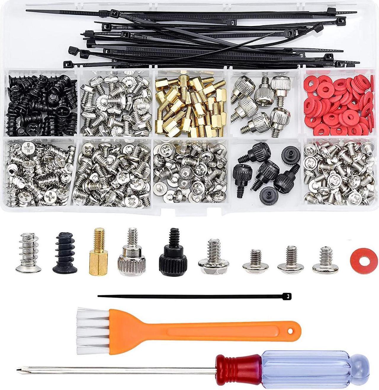 362pc Computer Screws Assortment Kit | Motherboard Standoff Risers Screw Set for HDD SSD Hard Drive, Computer Case, Fan, Power Supply, Graphics, CD, Motherboard Screws Kit for DIY & Repair