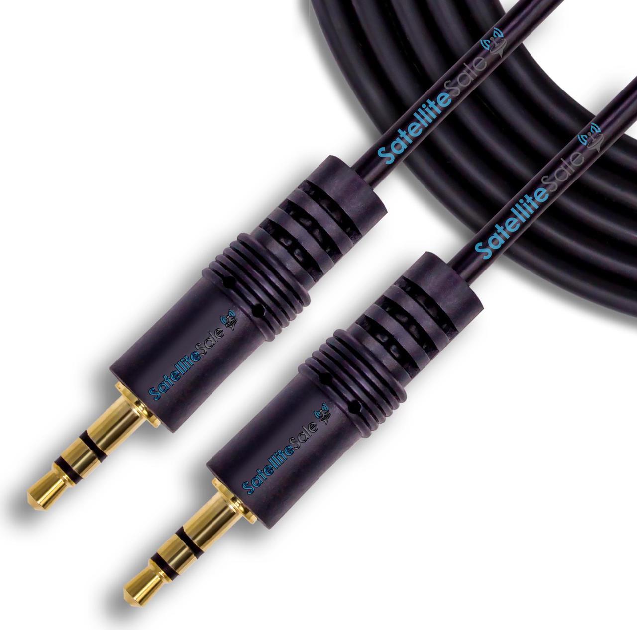 SatelliteSale Auxiliary 3.5mm Audio Jack Male to Male Digital Stereo Aux Cable Universal Wire PVC Black Cord 3 feet