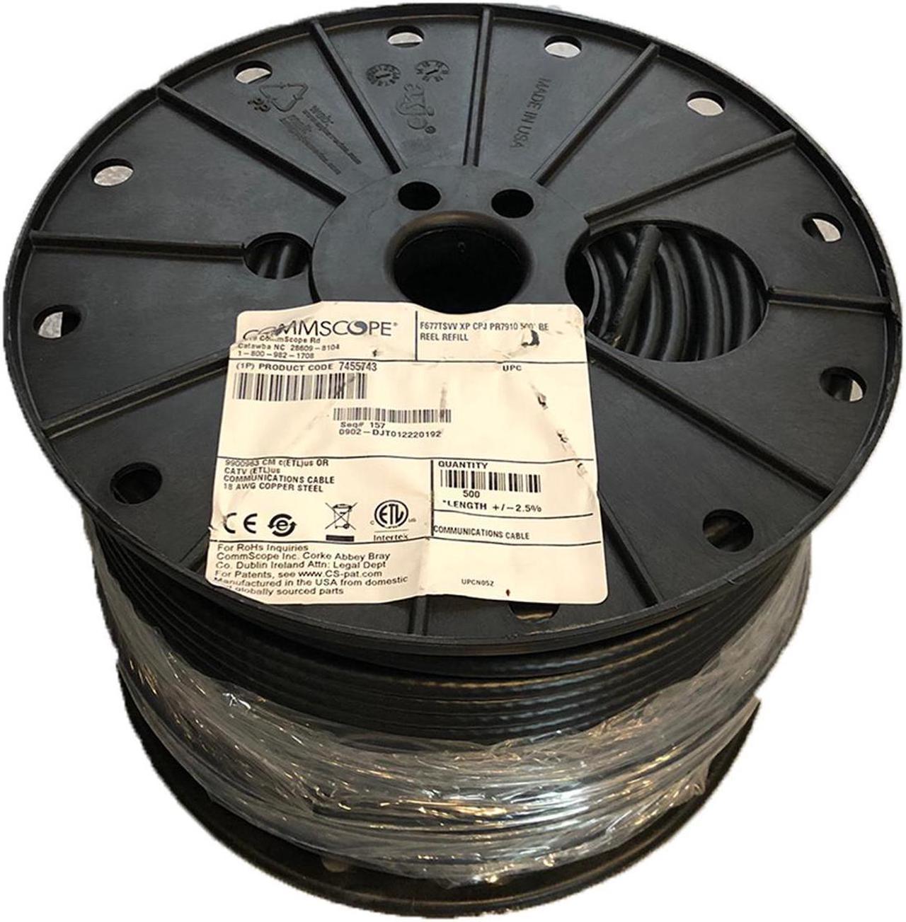 500' Reel Spool Commscope F677TSVV Black RG6 Single Cable Coax Coaxial Satellite