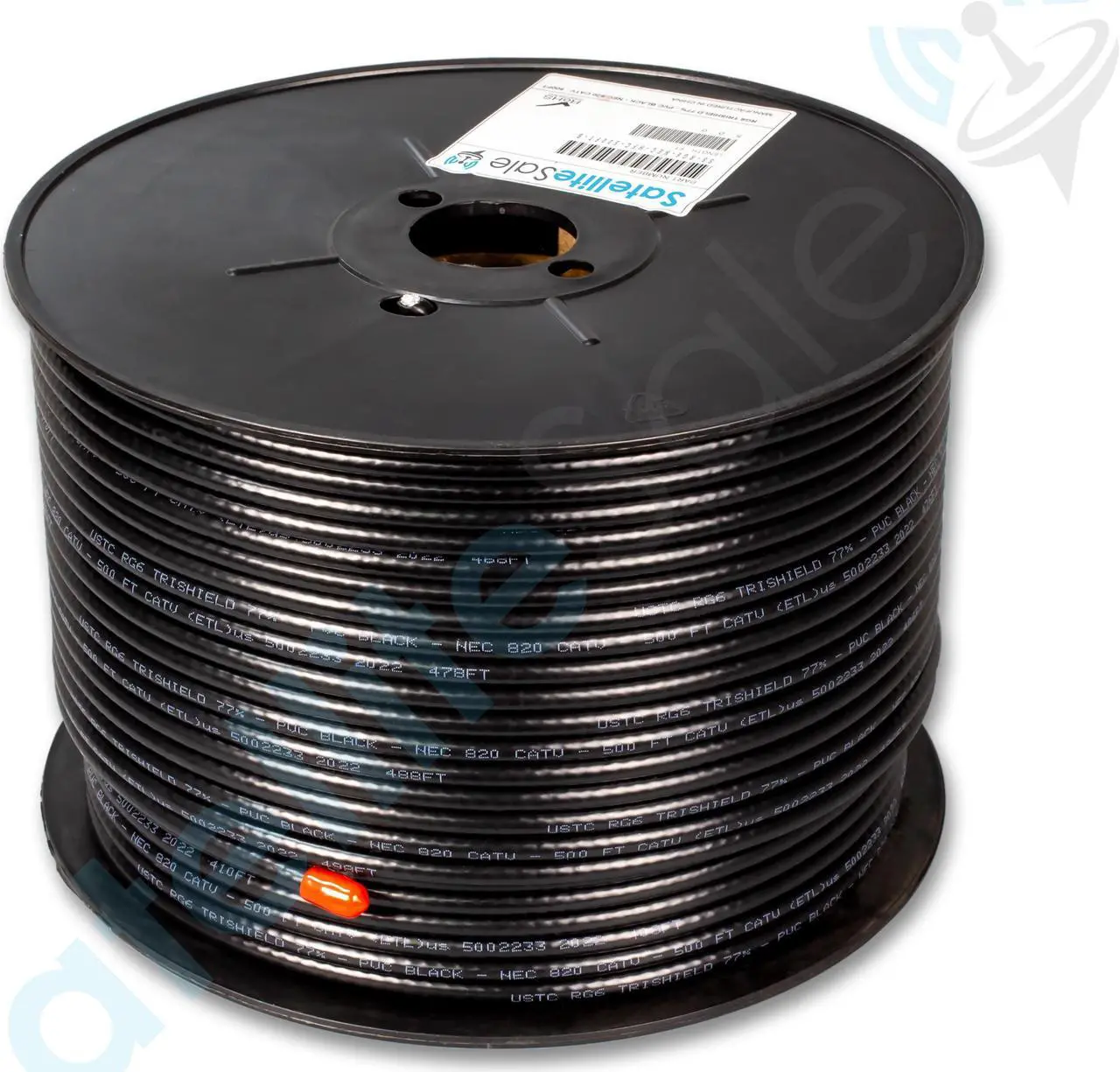 Main image of SatelliteSale RG-6 Trishield NEC 820 CATV HFC Coaxial Cable PVC Black 500 feet