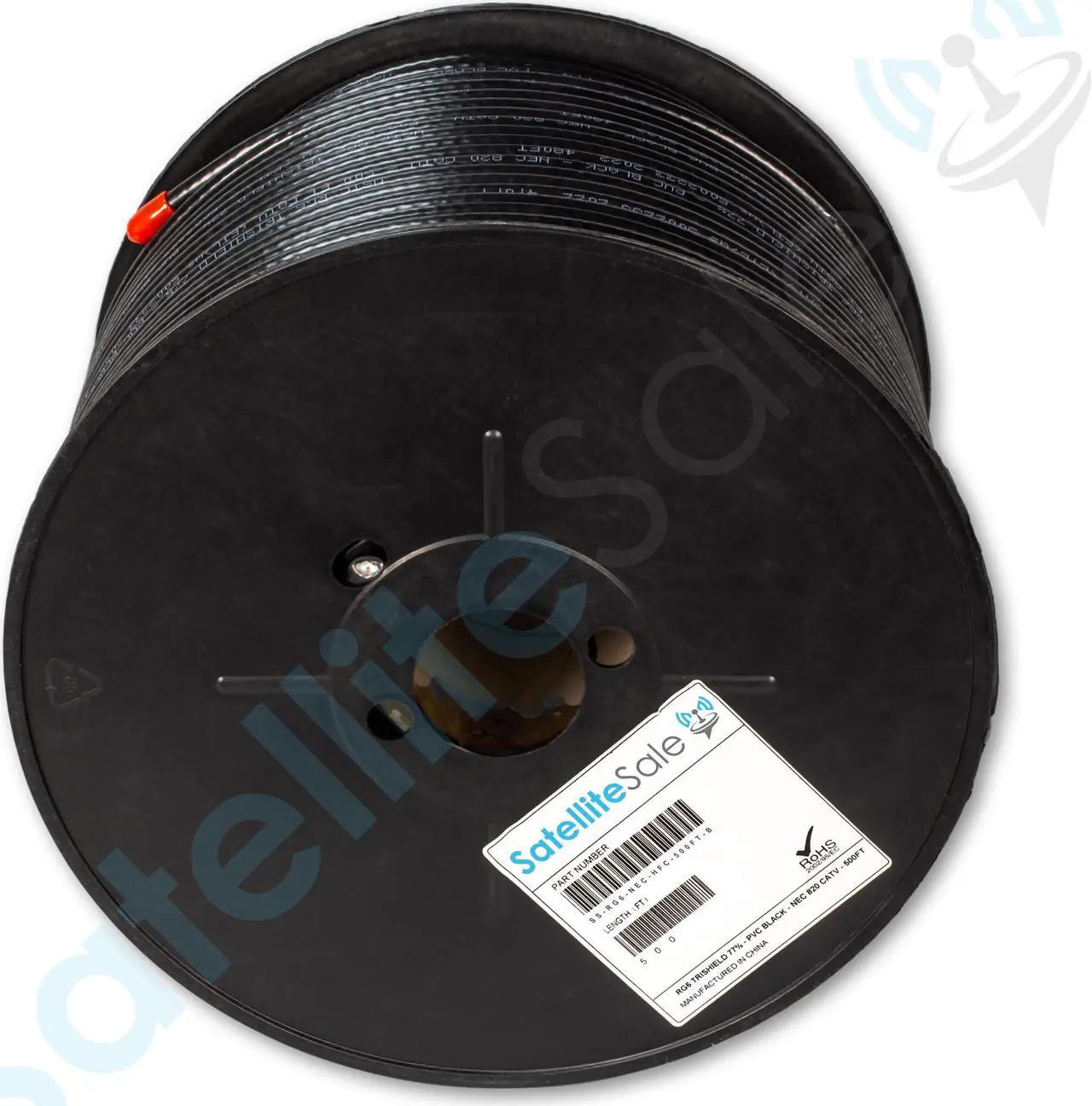 Alt view image 3 of 6 - SatelliteSale RG-6 Trishield NEC 820 CATV HFC Coaxial Cable PVC Black 500 feet