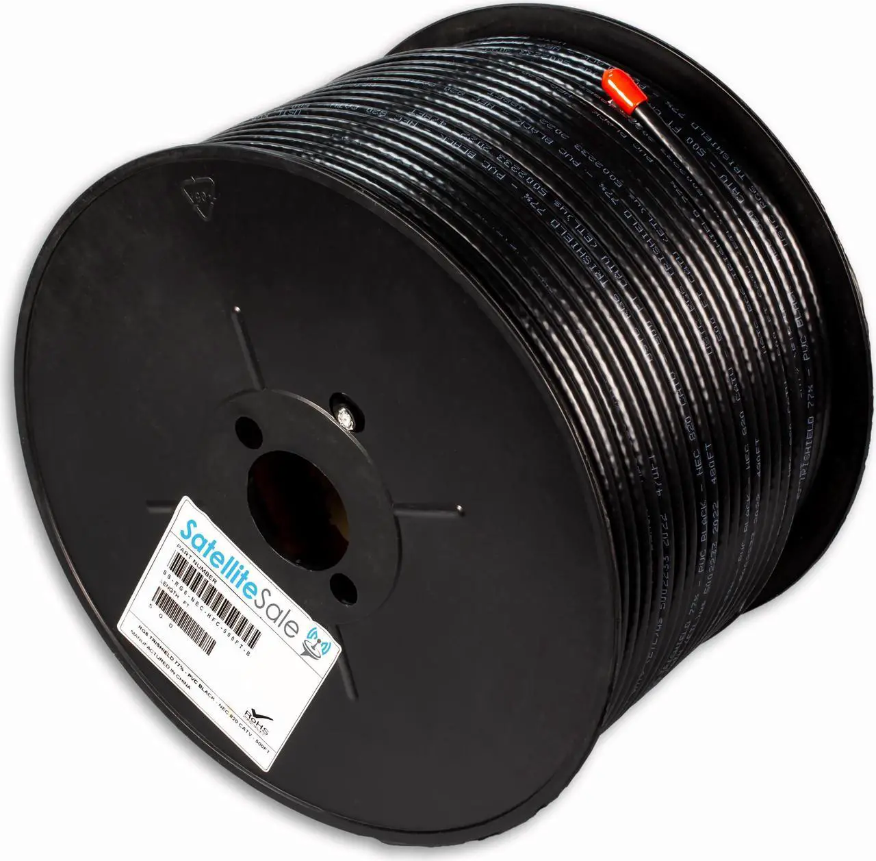 Alt view image 4 of 6 - SatelliteSale RG-6 Trishield NEC 820 CATV HFC Coaxial Cable PVC Black 500 feet