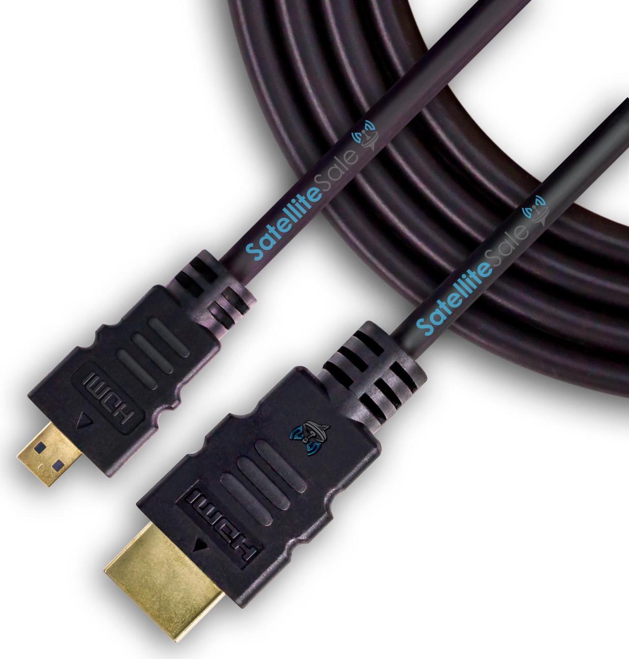 SatelliteSale Digital 1.4 Micro HDMI to HDMI Cable Universal Wire 4K/30Hz 10.2Gbps PVC 2160p Black Cord 3 feet