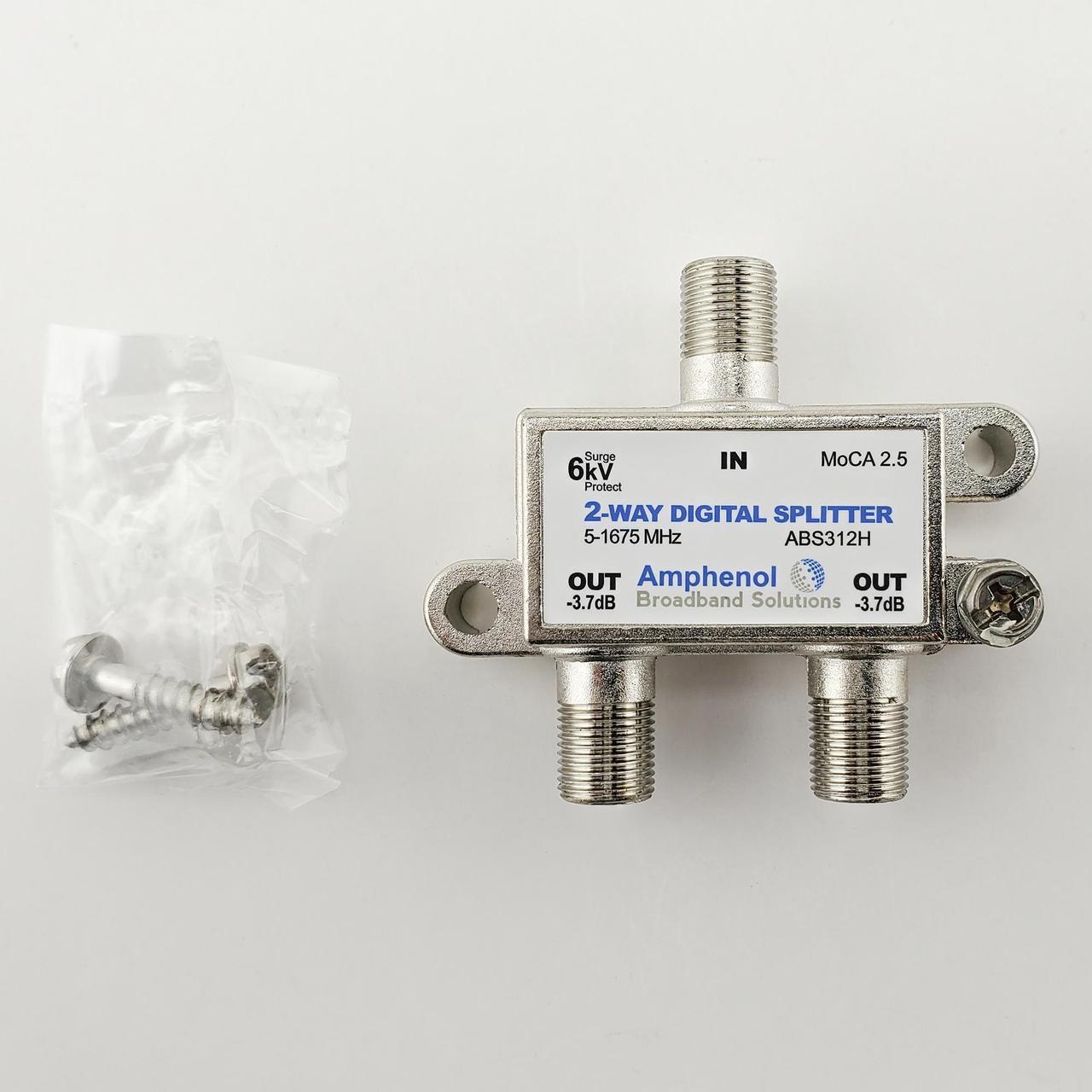 Amphenol 2-Way Digital Coaxial Splitter MoCA 2.5 ABS312H