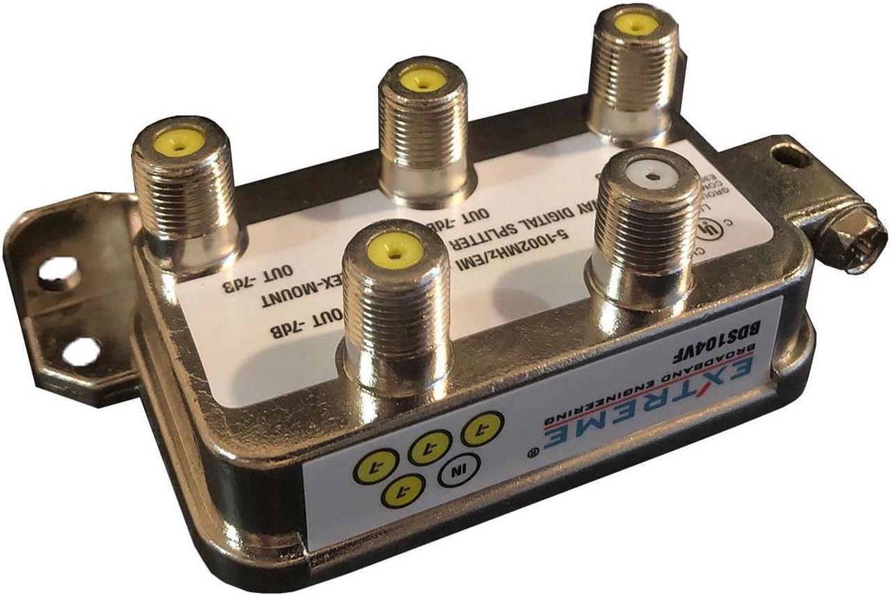 Extreme Broadband BDS104VF 4-Way Digital Splitter - Vertical Mount RG6 Splitter