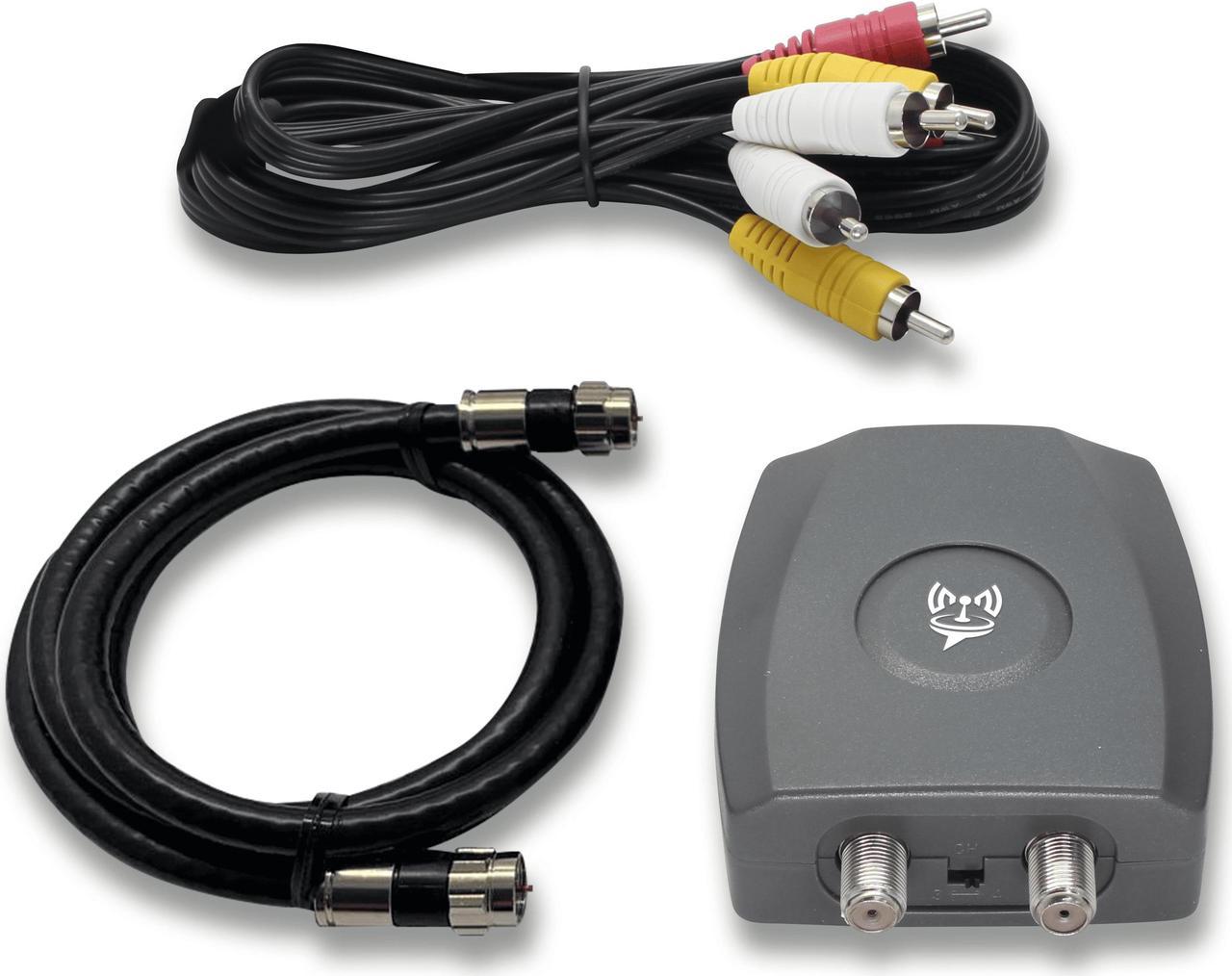 SatelliteSale RF Modulator RCA Composite to RF Coaxial Converter Includes AV RCA Cable and Power Cable