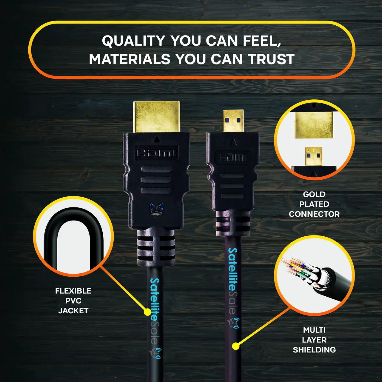 Alt view image 5 of 6 - SatelliteSale Digital 1.4 Micro HDMI to HDMI Cable Universal Wire 4K/30Hz 10.2Gbps PVC 2160p Black Cord 6 feet