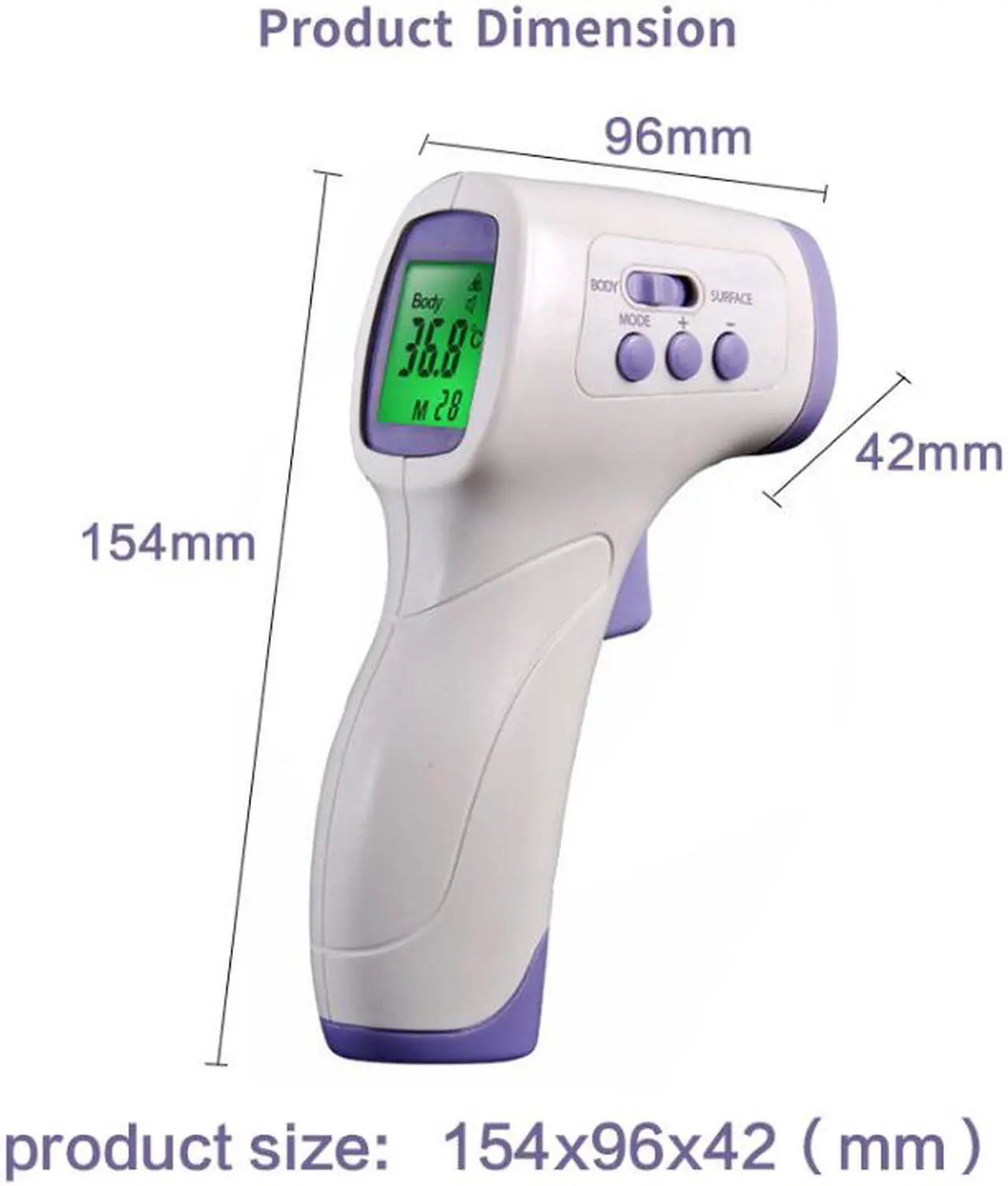 Alt view image 5 of 7 - Multi-function Infrared Forehead Body Thermometer Adult Baby Digital Thermometer Gun Fever Non-contact Body Temperature Measurement Meter 3 Colors Backlight Fever Meter