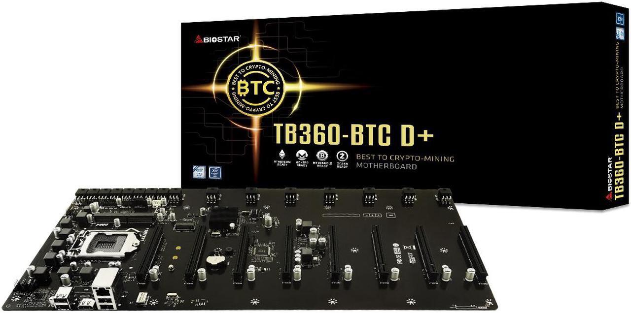 Main image of Biostar TB360-BTC D+ LGA1151 SODIMM DDR4 8 GPU Support GPU ATX Motherboard for Cryptocurrency Mining (BTC)