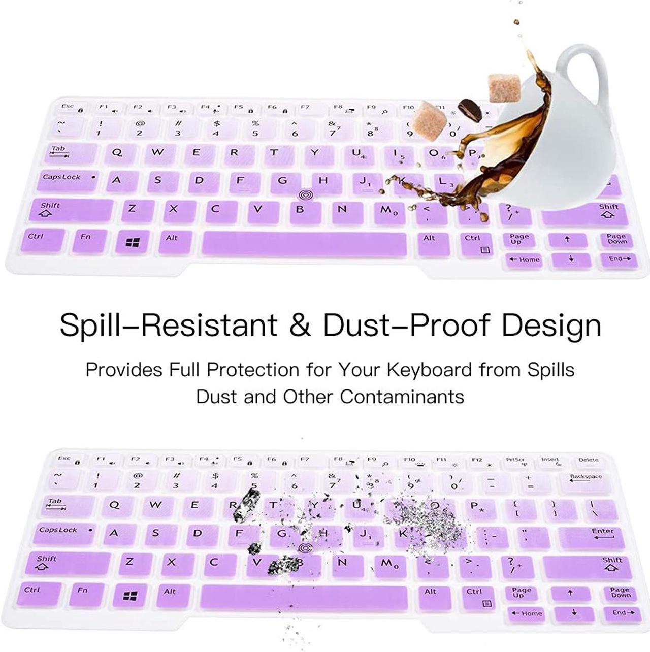 Alt view image 5 of 6 - Dell Latitude Keyboard Cover for Dell Latitude E7450 E7470 E5470 E7480 E5450 5480 5490 7490, Dell 3340 E3340 Laptop Silicone Keyboard Skin Keyboard Protector, Gradual Purple (US Layout, with Pointing)