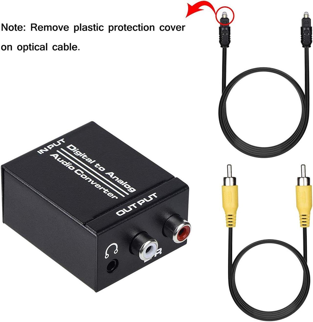 Alt view image 4 of 6 - Digital to Analog Audio Converter, Optical SPDIF Toslink Coaxial to Analog Stereo L/R and 3.5mm Jack DAC Converter with Optical &Coaxial Cable and Power Adapter for PS4 Xbox HDTV DVD Headphone