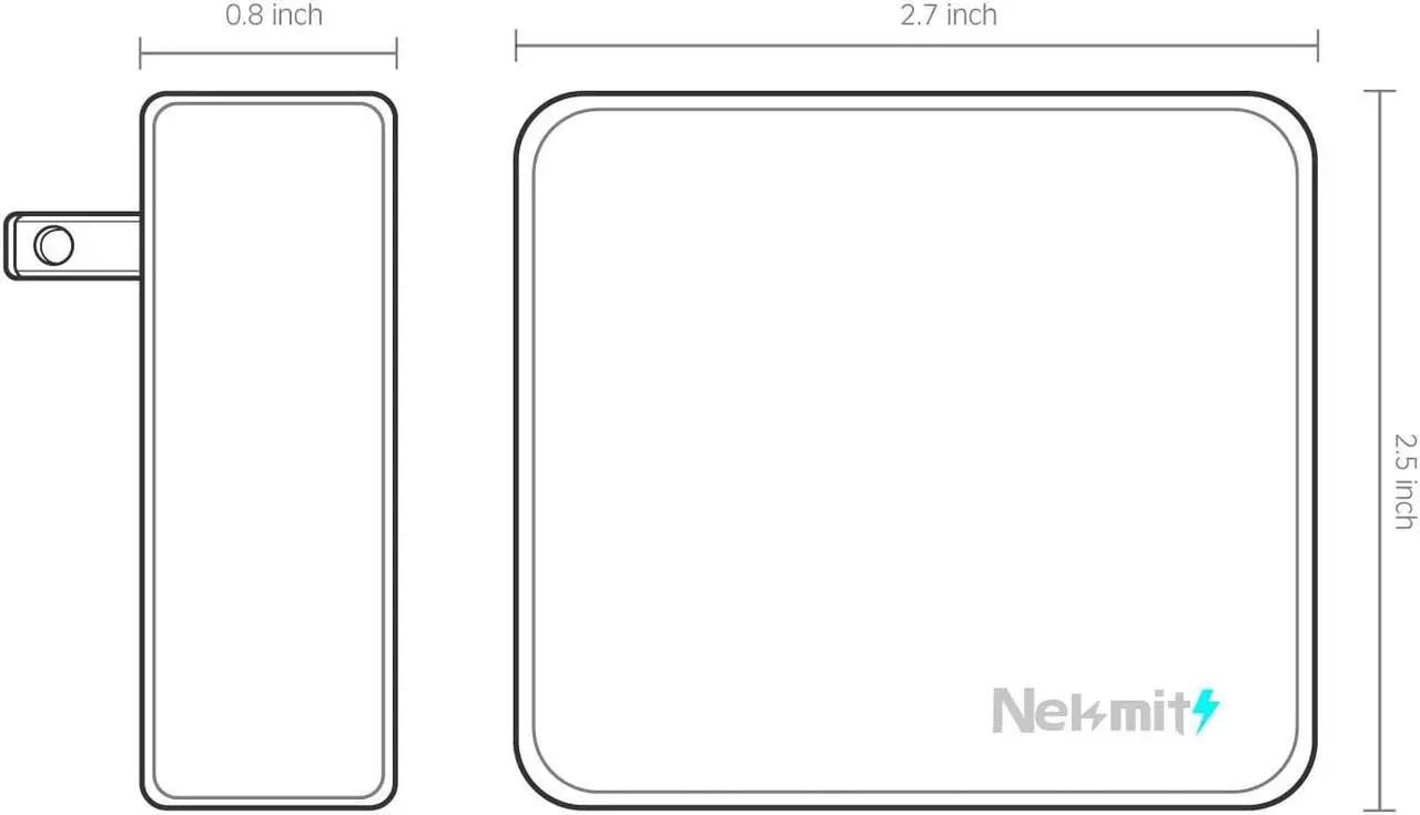 Alt view image 4 of 7 - Nekmit USB C Charger, Thin Flat 42W 4-Port Wall Charger with One 18W Power Delivery PD 3.0 and 3 USB Port for iPad Pro, iPhone 11/ Pro/Max/XS/Max/XR/X, Pixel, Galaxy and More