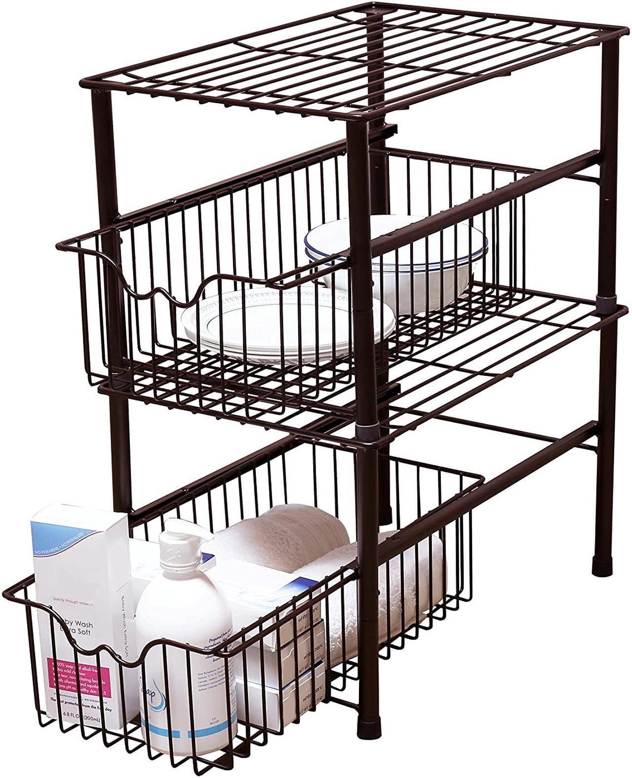 Alt view image 3 of 3 - DecoBros Stackable Under Sink Cabinet Sliding Basket Organizer Drawer,Bronze