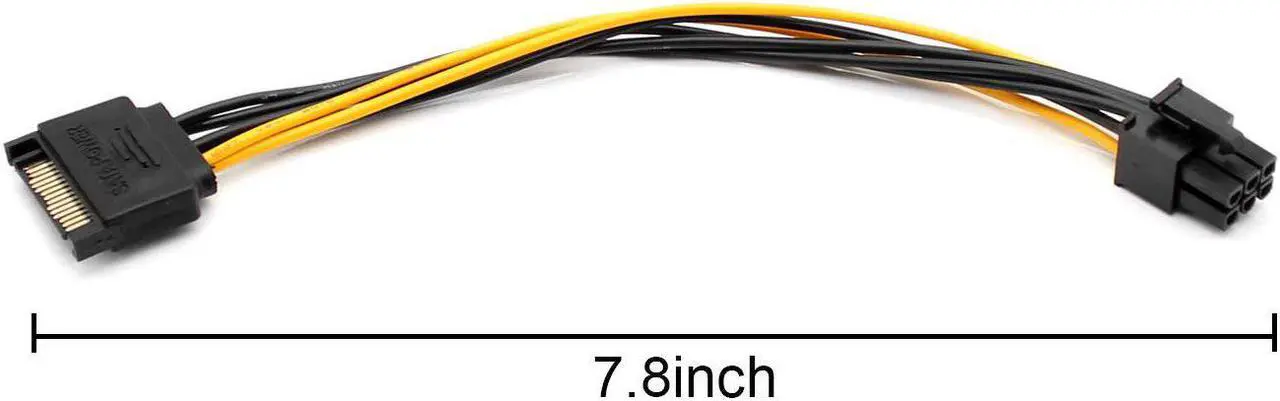 Alt view image 7 of 7 - 6 Pin PCIe to SATA 15 Pin Power Cable, 15-Pin SATA to 6 Pin PCI-Express Graphics Video Card Power Adapter Cable (20CM/2Pack)