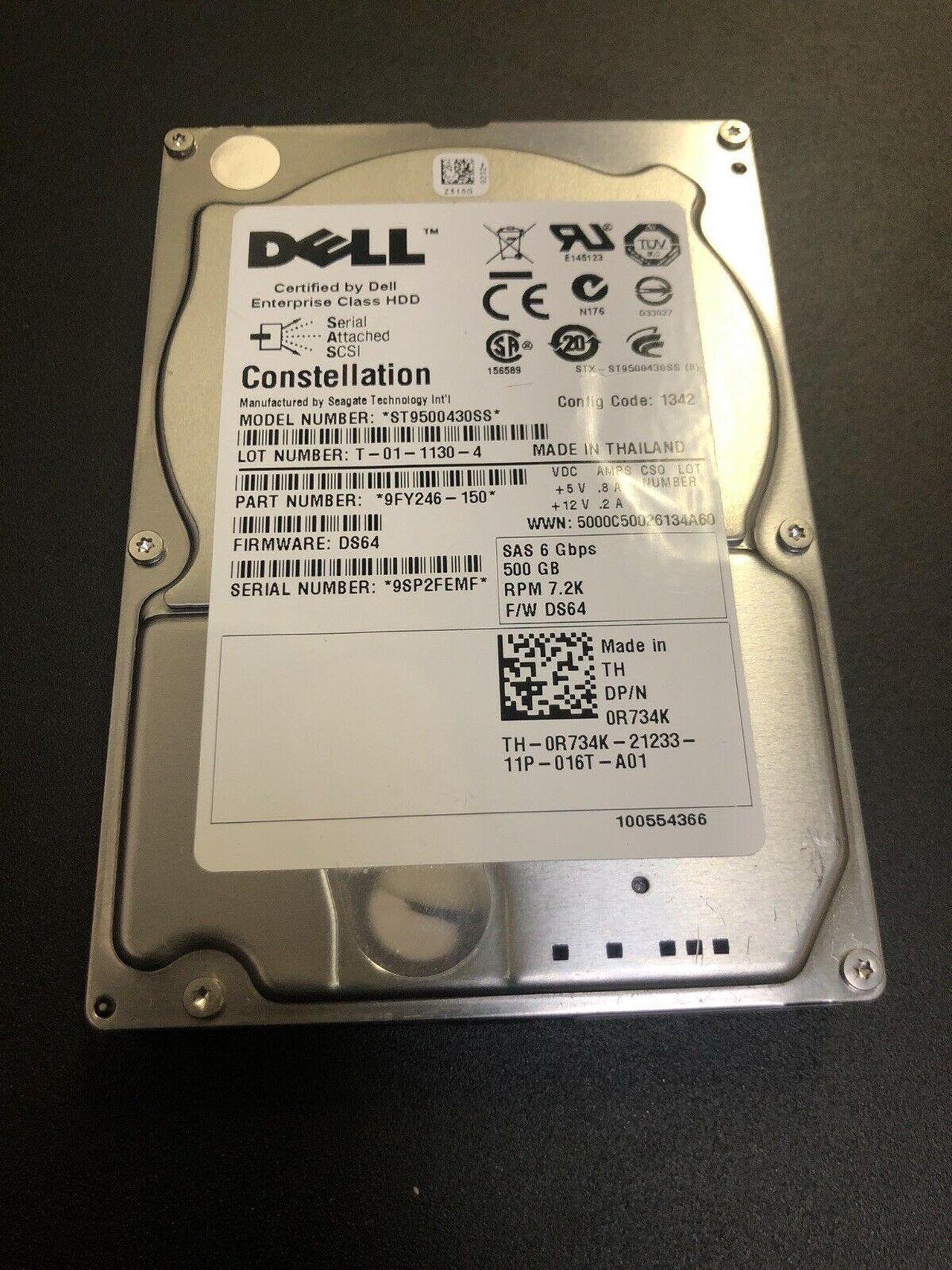 Alt view image 2 of 10 - DELL R734K  500Gb 7200Rpm Sas6Gbits 16Mb Buffer 2.5Inch Hard Disk Drive With Tray For Powervault Server