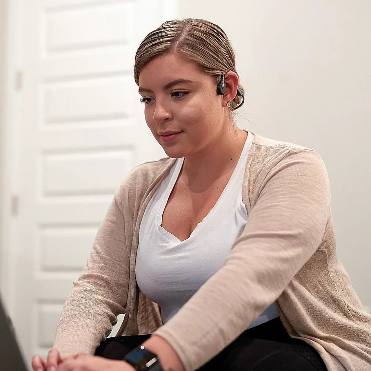 Alt view image 9 of 10 - Aftershokz OpenMove Open-Ear Wireless Headphones (Slate Grey)