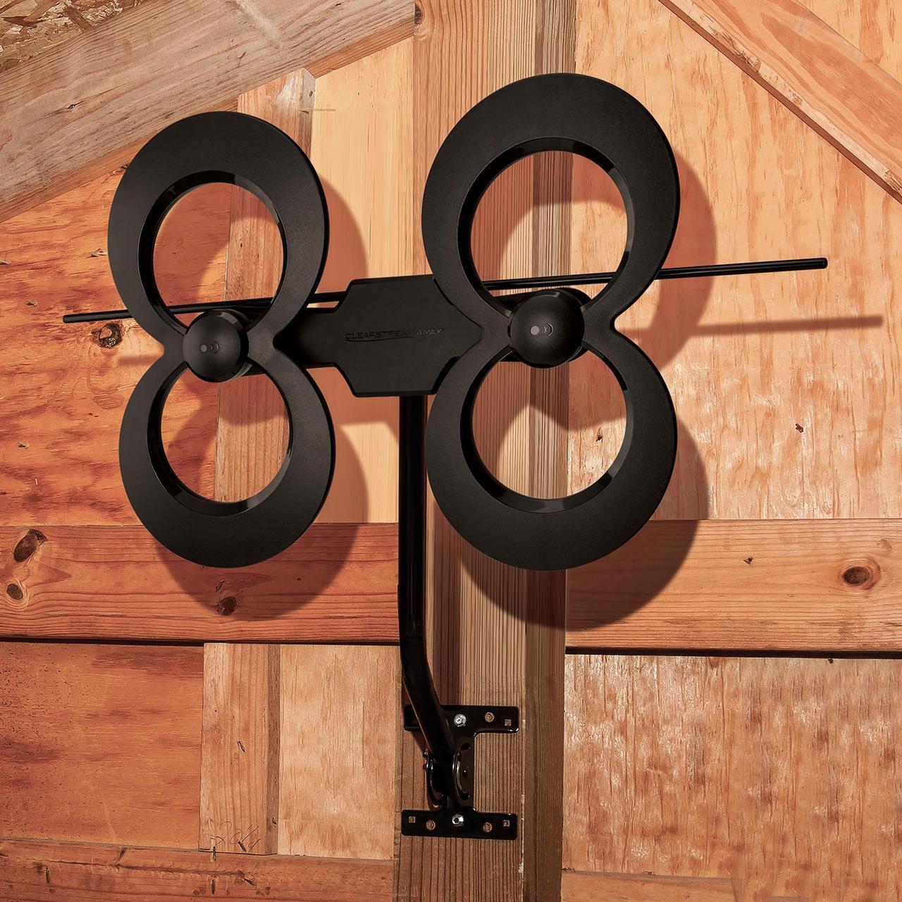 Alt view image 6 of 9 - antennas direct clearstream 4max tv antenna, 70+ mile range, uhf/vhf, multi-directional, indoor, attic, outdoor, mast w/pivoting base/hardware/adjustable clamp/sealing pads, 4k ready, black - c4mvj