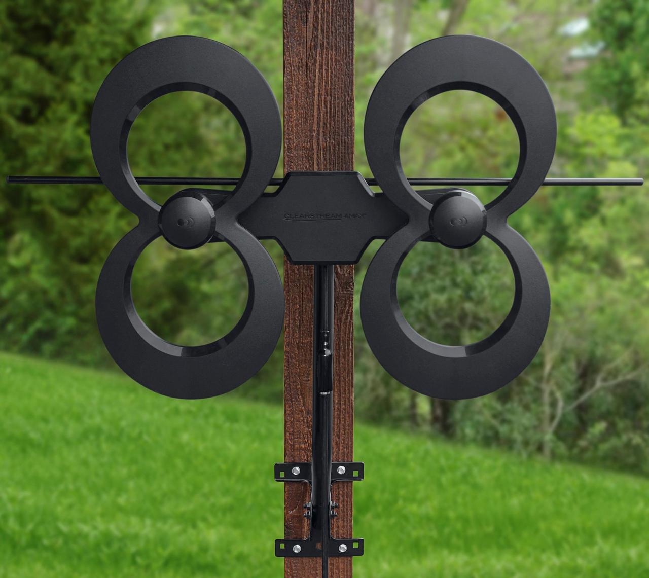 Alt view image 8 of 9 - antennas direct clearstream 4max tv antenna, 70+ mile range, uhf/vhf, multi-directional, indoor, attic, outdoor, mast w/pivoting base/hardware/adjustable clamp/sealing pads, 4k ready, black - c4mvj