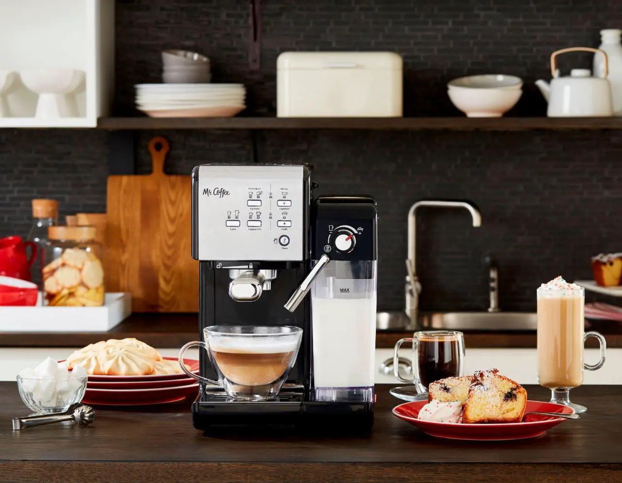 Alt view image 9 of 19 - Mr. Coffee Programmable Espresso & Cappuccino Machine with Automatic Milk Frother & 19-Bar Pump - Stainless Steel