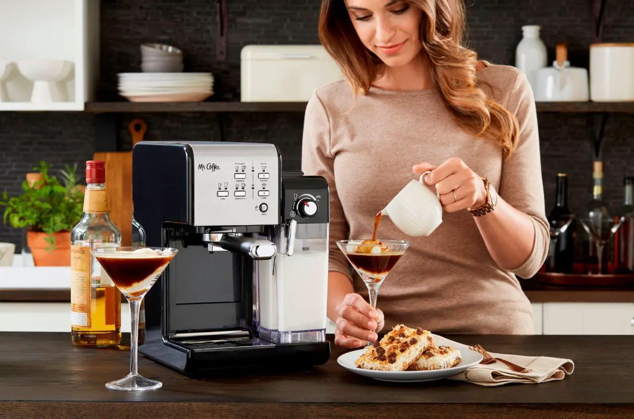 Alt view image 11 of 19 - Mr. Coffee Programmable Espresso & Cappuccino Machine with Automatic Milk Frother & 19-Bar Pump - Stainless Steel