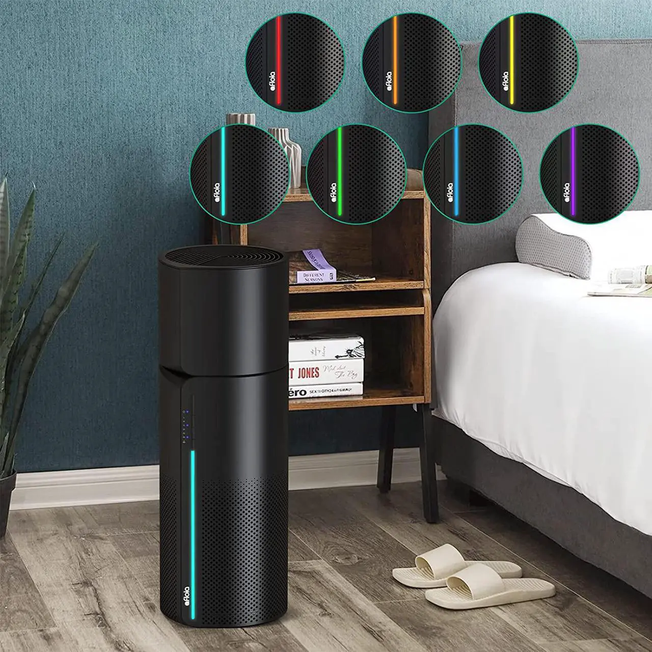 Alt view image 5 of 7 - Afloia HEPA Air Purifier with Humidifier, 3 Stage H13 Filters for Home Allergies Pets Hair Smoker Odors, Evaporative Humidifier, Auto Shut Off, Quiet Air Cleaner with Seven Color light, Black