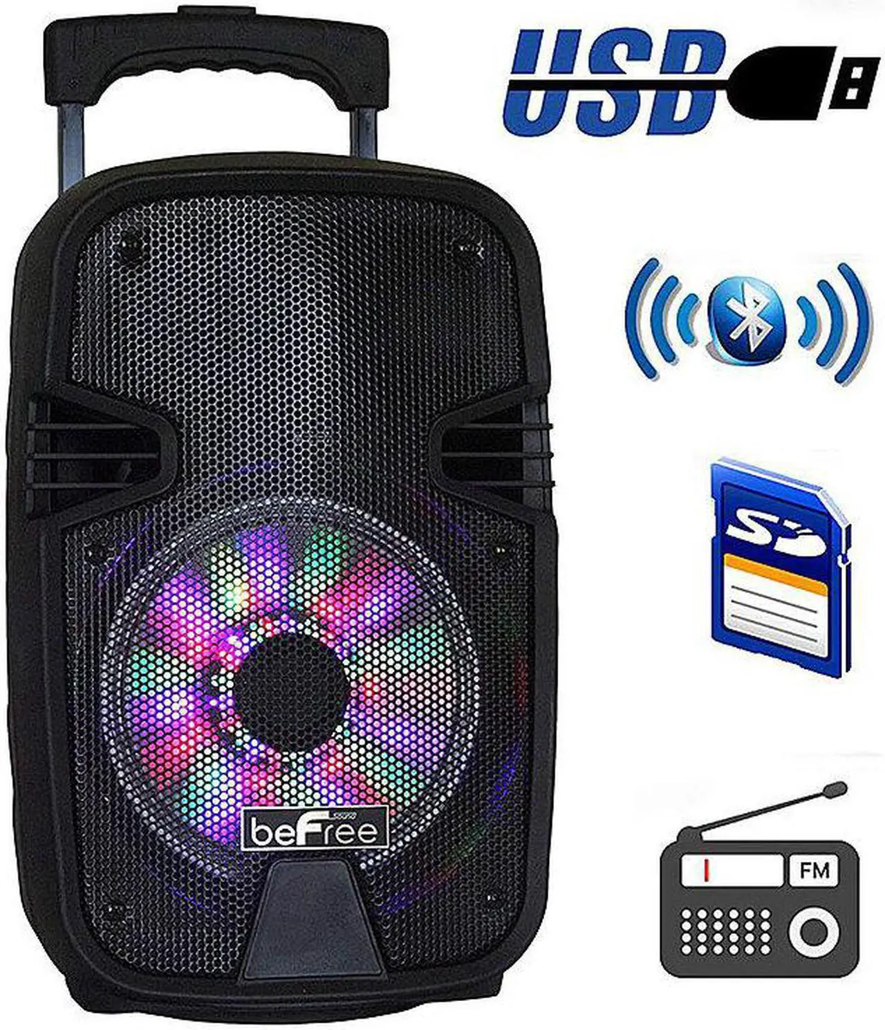 Alt view image 8 of 19 - Befree Sound BFS-3000 8 in. Bluetooth Portable Party Speaker with USB, SD & Reactive Lights