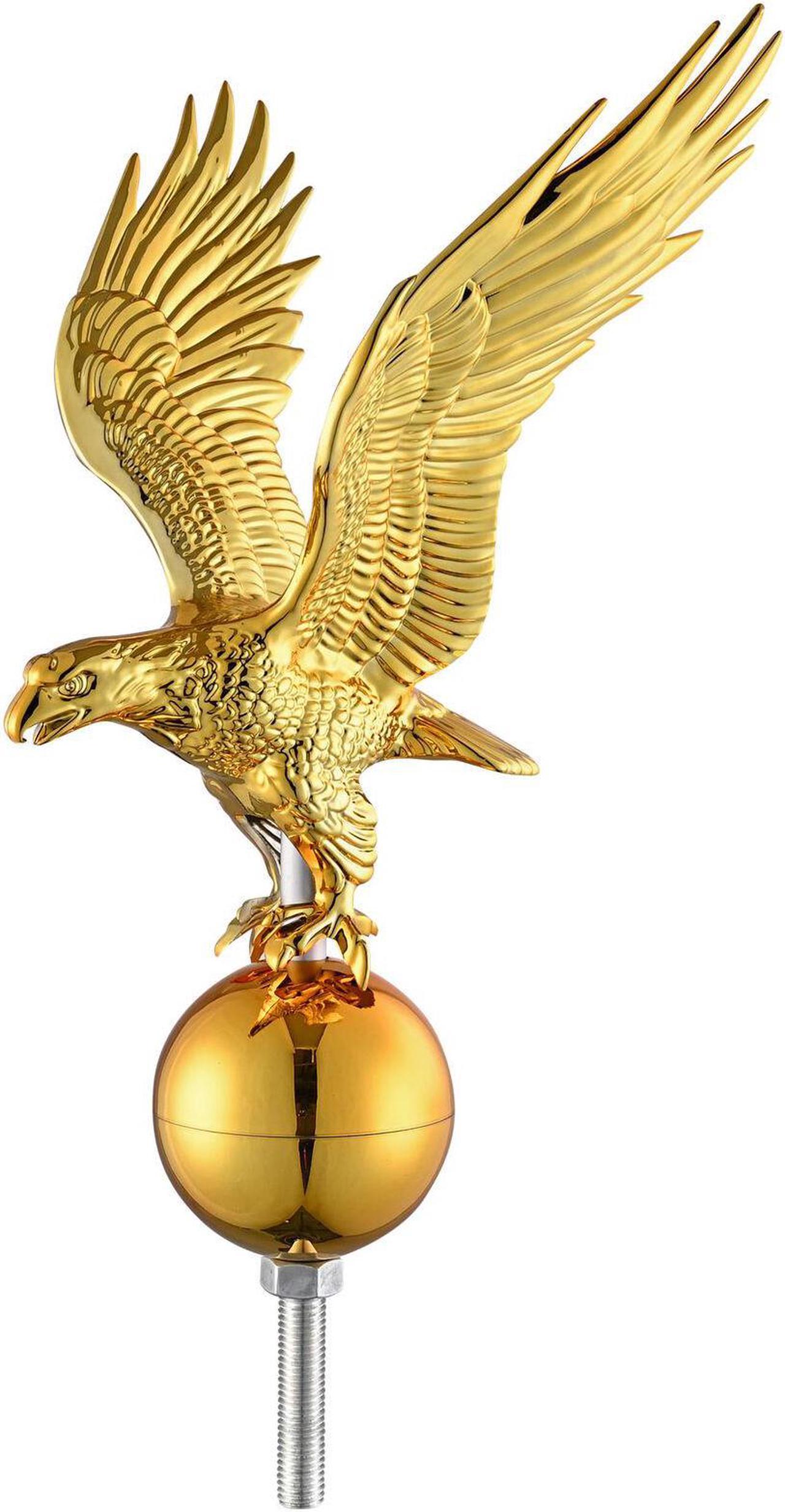 14" Flagpole Eagle Topper Finial Ornament For Telescopic Pole Gold Yard Outdoor