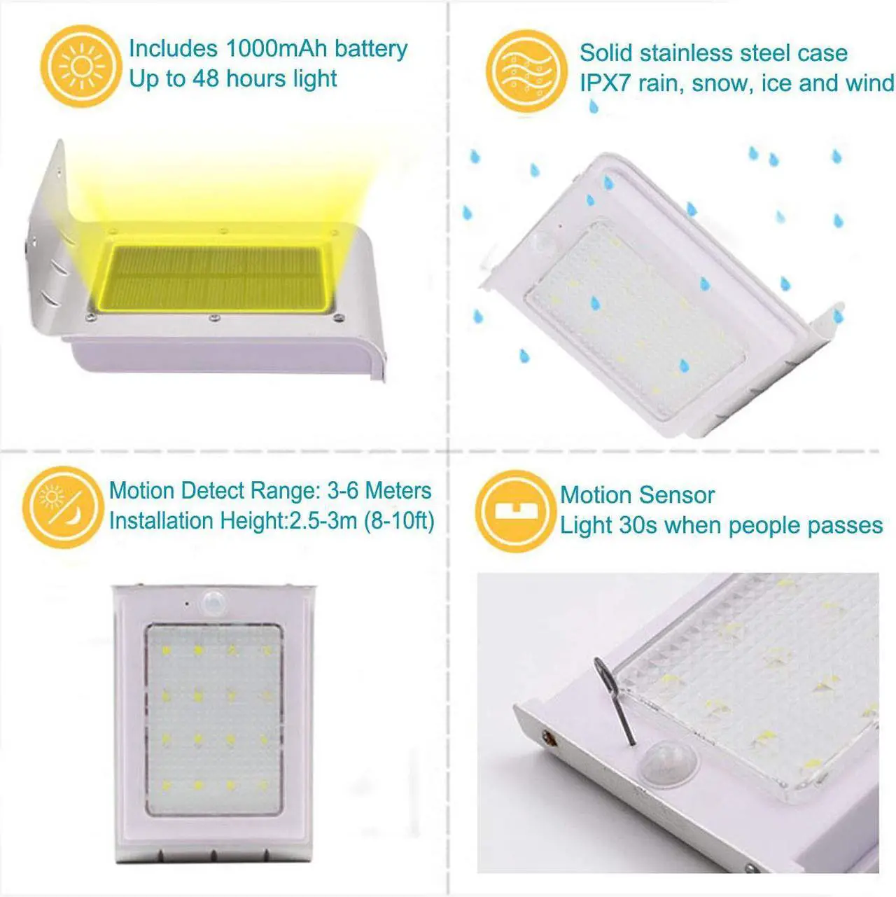 Alt view image 3 of 7 - 2pcs Solar Light Outdoor Security Solar Motion Lights LED Solar Powered Motion Sensor Wall Lights IPX65 Waterproof
