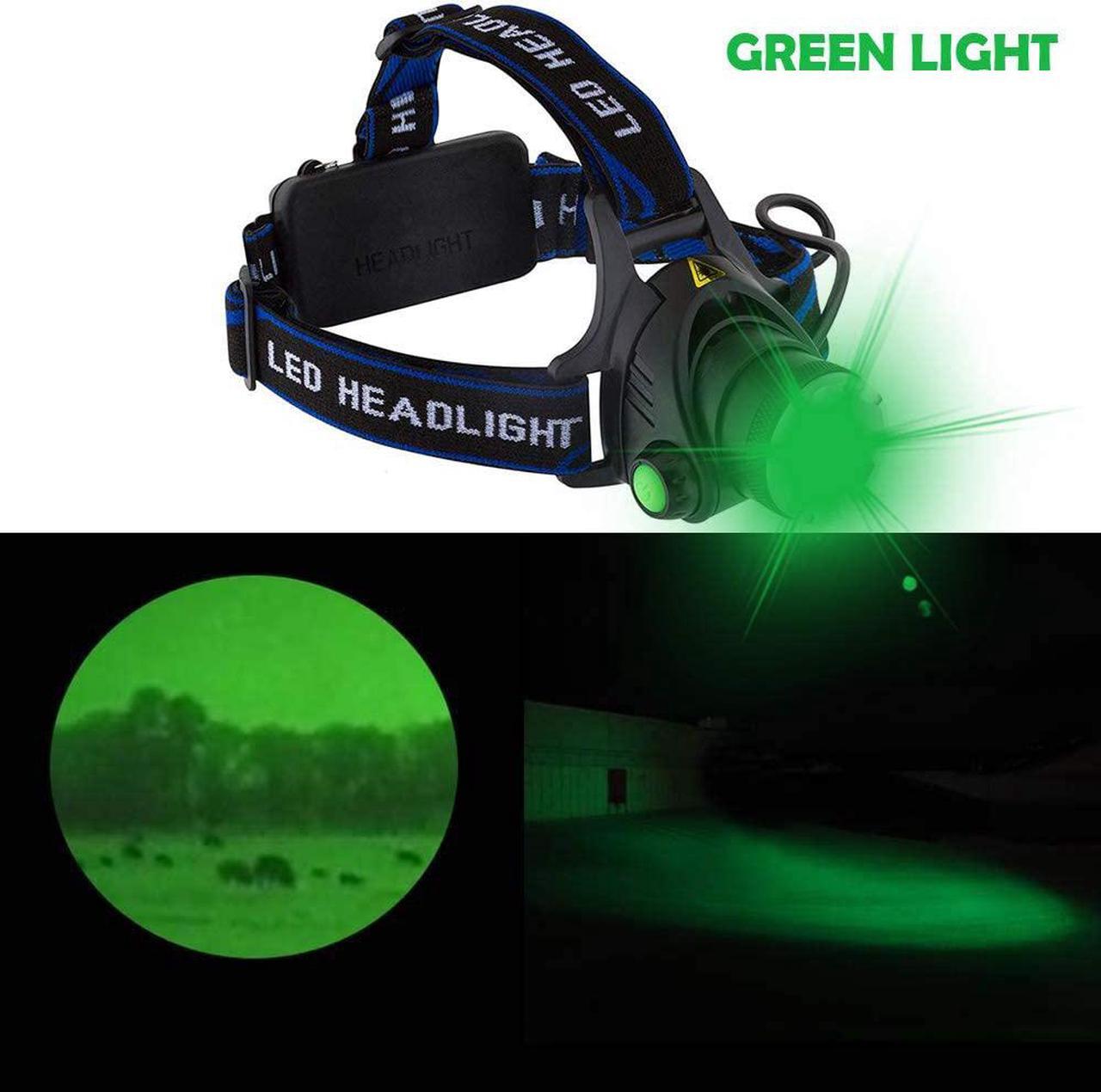Alt view image 5 of 7 - LED Headlamp Rechargeable GreenLight, 1800 Lumens Zoomable Hunting LED head lamp flshlight for Hunting Hiking Camping Fishing Hog Coyote Varmint Hunting