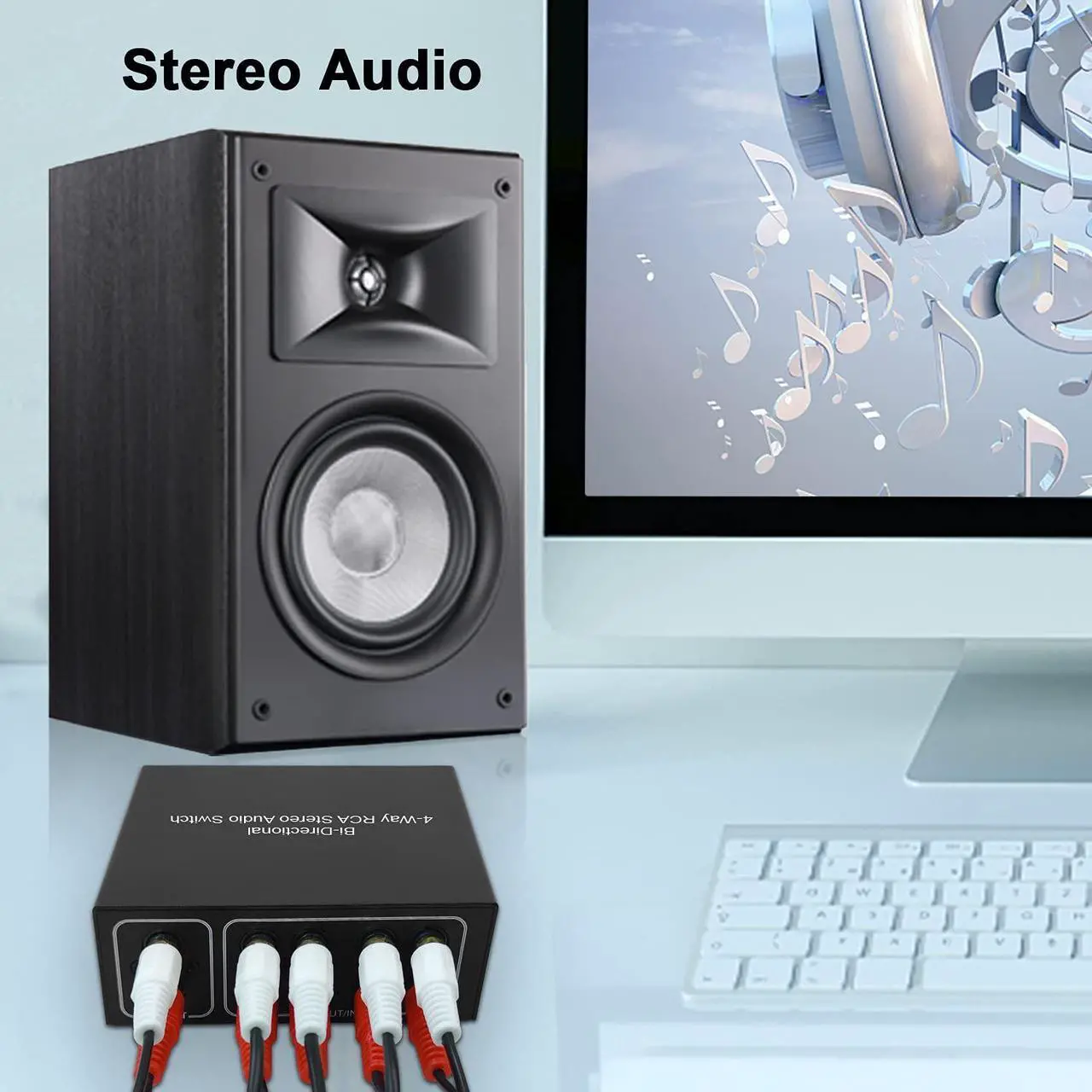 Alt view image 7 of 7 - 4-Way Stereo L/R Sound Channel Bi-Directional Audio Switcher, 1 in 4 Out or 4 in 1 Out, L/R Sound Channel Audio Switch Splitter RCA Stereo Switch Selector for DVD Stereo Speaker CD Player