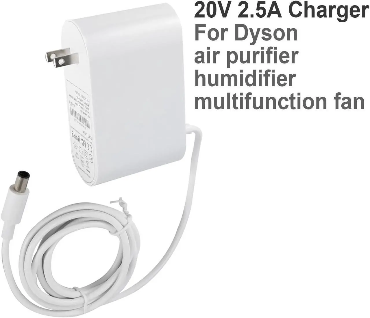 Alt view image 5 of 7 - 20V Charger for Dyson Air Purifier TP04 TP05 TP06, DP04 Fan Humidifier 20V 2.58A Cahrger Replacement Cable 1.85m 281831-05,310415-20 [US Plug]