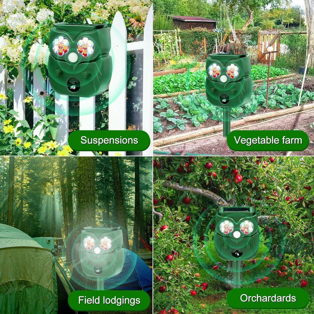 Alt view image 4 of 7 - Solar Animal Repeller Defender Cat, Dog, Squirrel, Deer, Fox, Outdoor Animal Deterrent with Motion Sensor and Led Light Alarm, Protect Yards, Lawn Gardens