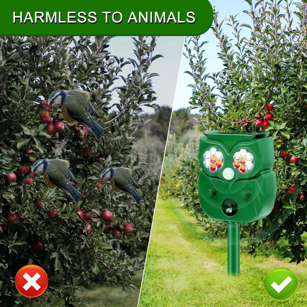 Alt view image 5 of 7 - Solar Animal Repeller Defender Cat, Dog, Squirrel, Deer, Fox, Outdoor Animal Deterrent with Motion Sensor and Led Light Alarm, Protect Yards, Lawn Gardens