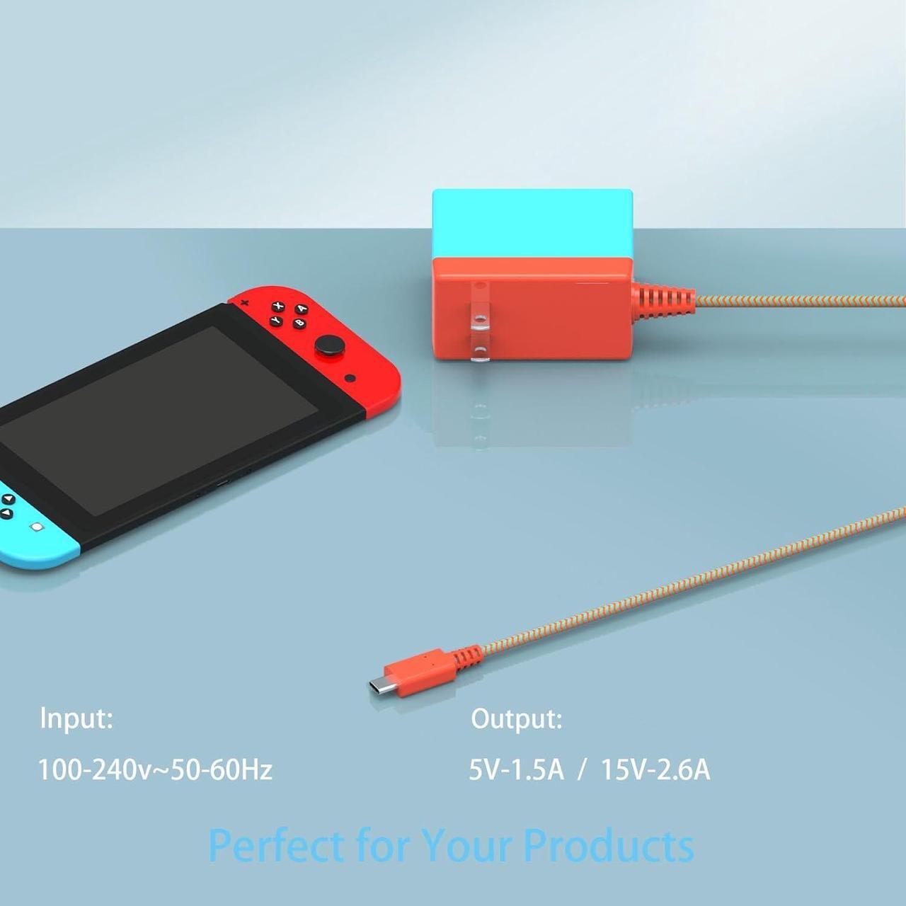 Alt view image 7 of 7 - Switch Charger for Nintendo Switch, 39W Ac Adapter Cable Power Cord for Switch Lite Switch OLED Controller 15V 2.6A USB Type C Nintendo Switch Supply Accessories Support TV Dock Mode and Fast Charging