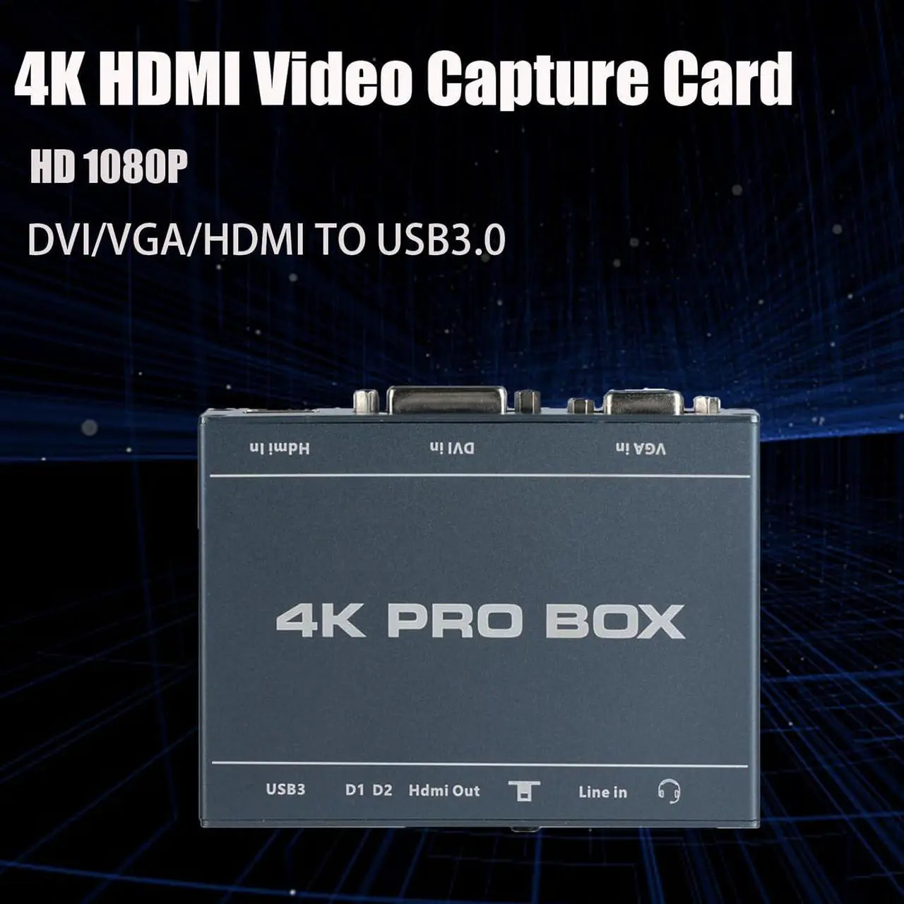 Alt view image 3 of 5 - 4K DVI Video Capture Card,Audio Video HDMI Game Capture,DVI VGA to USB3.0 Full HD Device,1080P@60Hz Loopout,Compatible with Windows,Linux,Android and MAC System