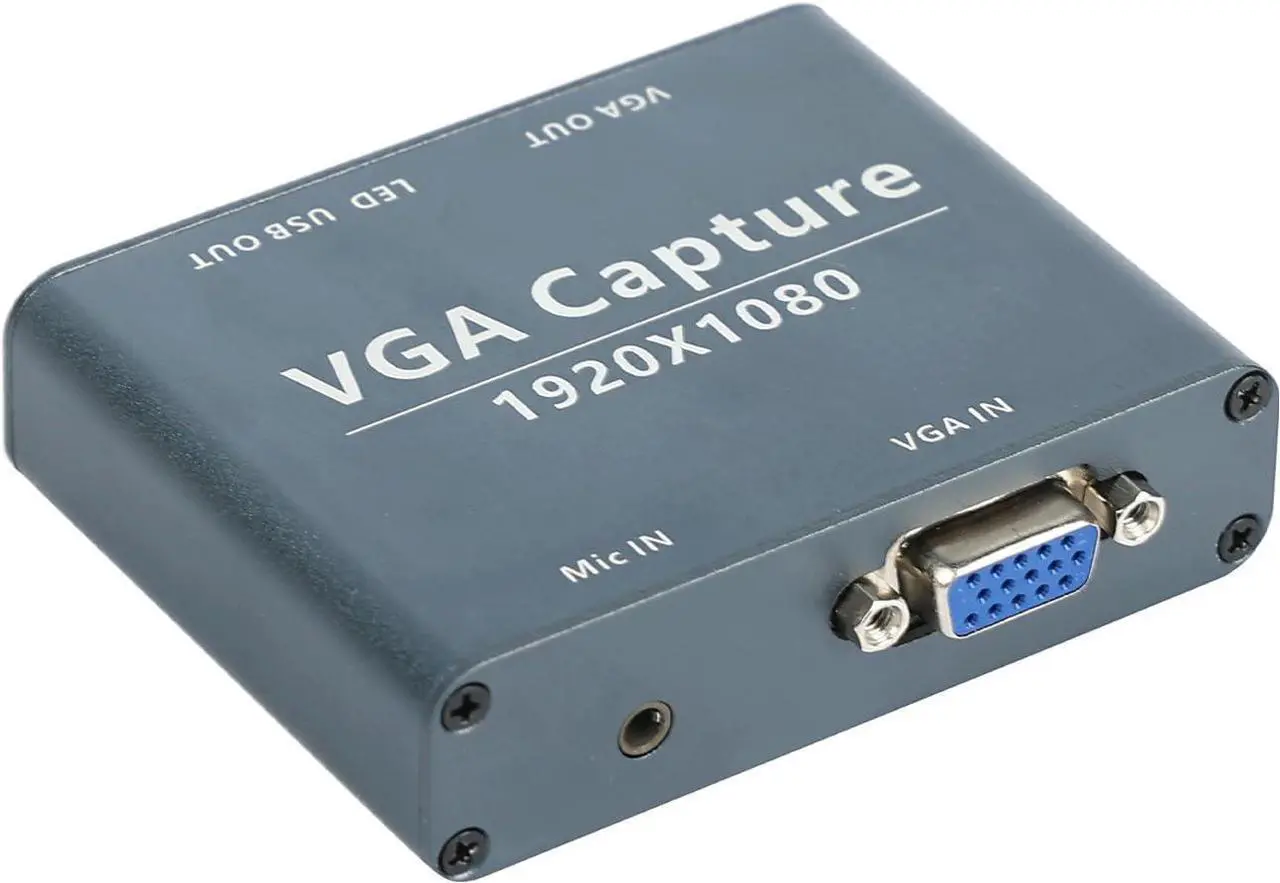 Main image of GRACETOP VGA Capture Card, VGA to USB 2.0 Capture Device with VGA Loopout, Mic Input Support HD 1080p Video for Live Broadcast, Laptops, Monitors, Video Conferencing and Games