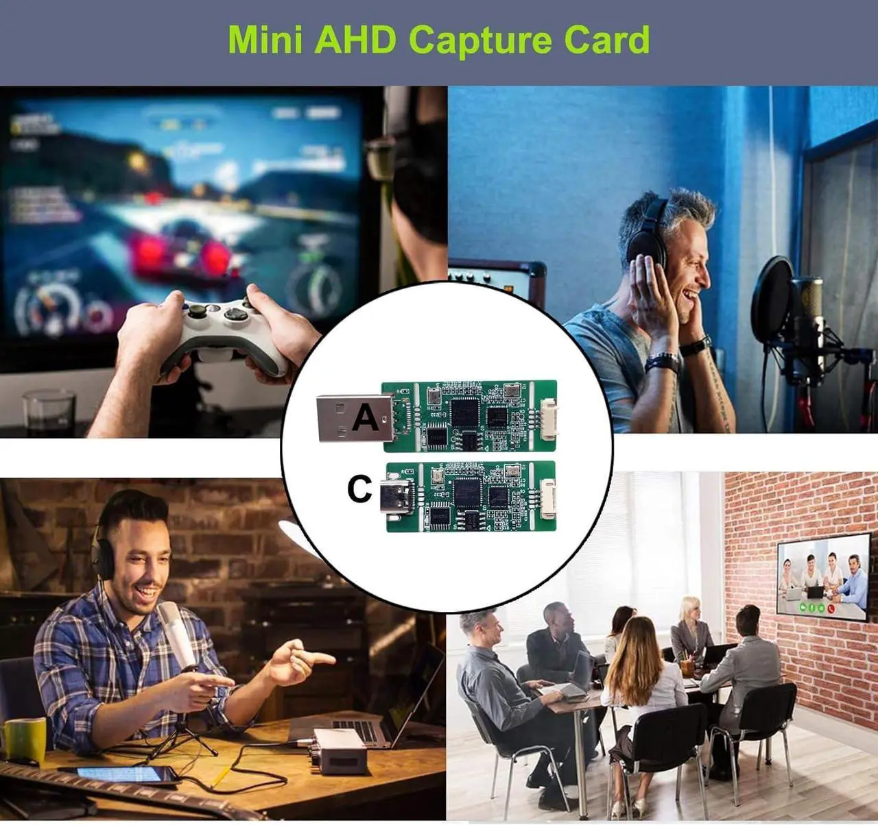 Alt view image 2 of 7 - GRACETOP AHD Capture Card with OTG, 1080P30 720P60 AHD to USB Video Capture Card for AHD 1080P HD Backup Camera Streaming Game Streaming Video Recording for Windows, Linux, OS USB-C