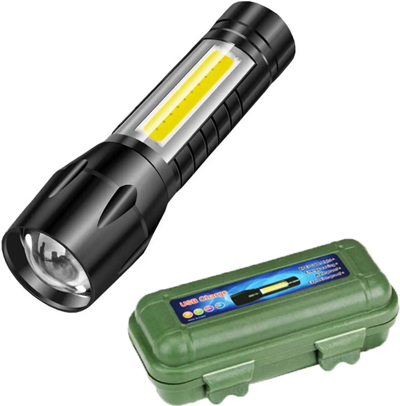 Main image of Mini LED Flashlight Rechargeable with cob Reader Lamp Adjustable Focus and 3 Light Modes For Camping Hiking