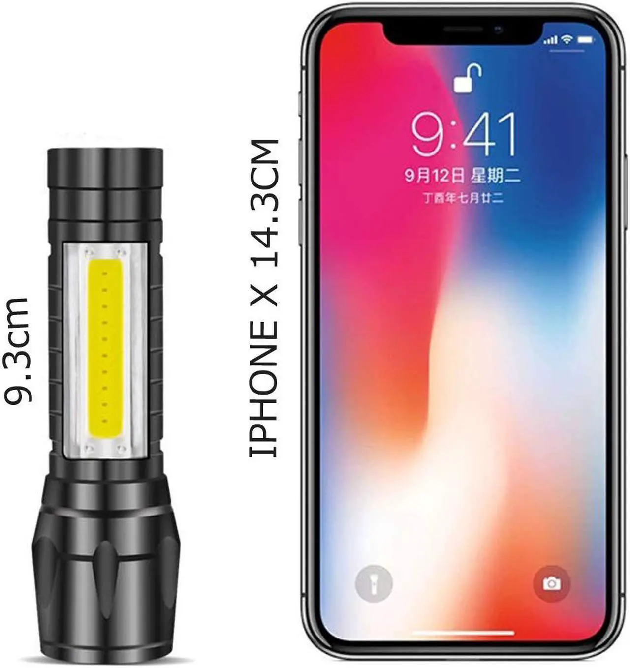Alt view image 7 of 7 - Mini LED Flashlight Rechargeable with cob Reader Lamp Adjustable Focus and 3 Light Modes For Camping Hiking