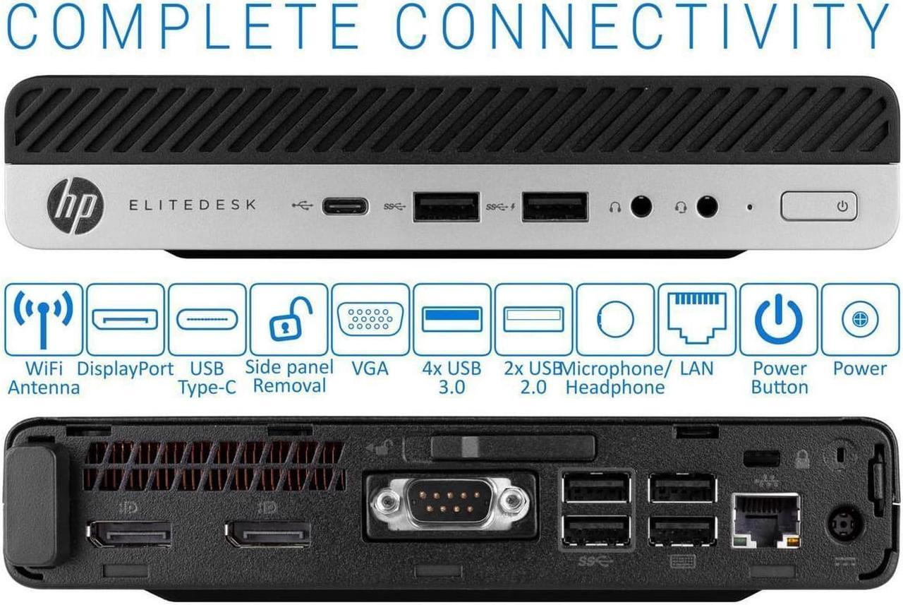 Alt view image 3 of 4 - HP EliteDesk 600 G3 Tiny Mini Desktop PC - Intel Core i5 (6th Gen) i5-6500T 2.5 GHz - 8GB DDR4 RAM - 256GB SSD - Windows 10 Home