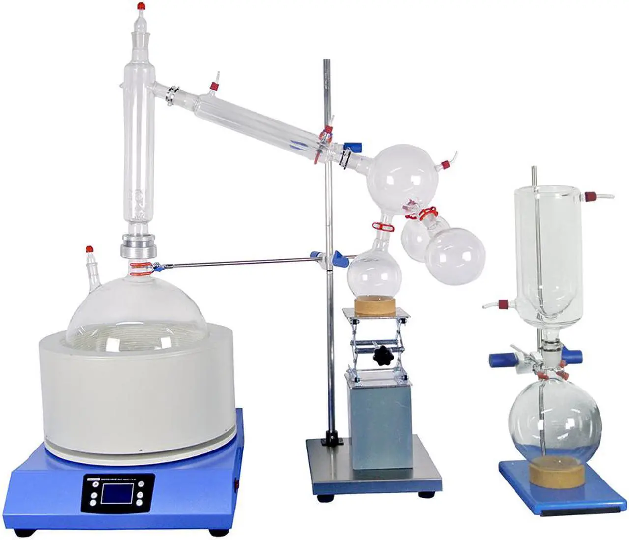 Alt view image 4 of 7 - 10L Short Path Distillation Kit with Cooling Chiller,Vacuum Pump,Cold Trap and Stirring Heating Mantle for Distillation Extraction 110V/60HZ Laboratory Distillation Equipment One-stop buying