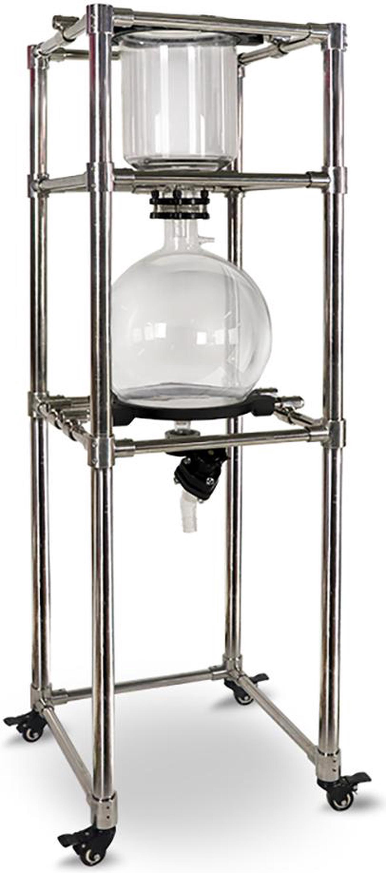 Alt view image 2 of 6 - 20L Vacuum Filter Glass Funnel PTFE Perforated Plate Buchner Funnel Glass Receiving Flask Discharge Valve with Brake casters, Easy to move
