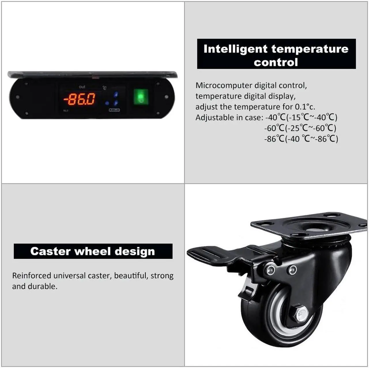 Alt view image 5 of 7 - -86 °C 118L Horizontal Ultra Low Temperature Freezer, Deep Refrigeration Refrigerator with Controller,110V