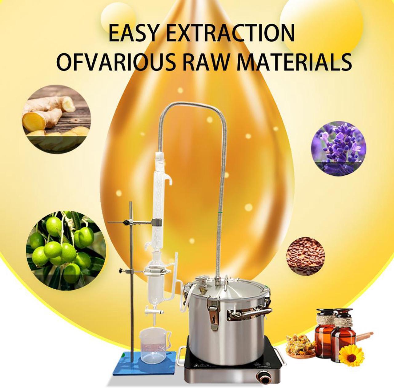 Alt view image 2 of 7 - HNZXIB 6L 1.6Gal Essential Oils Extraction Apparatus Glass Steam Distillation Kit,  Home/Lab Distiller Distilling to Making Your Own Essential Oil, Distillation Apparatus 14pcs Set