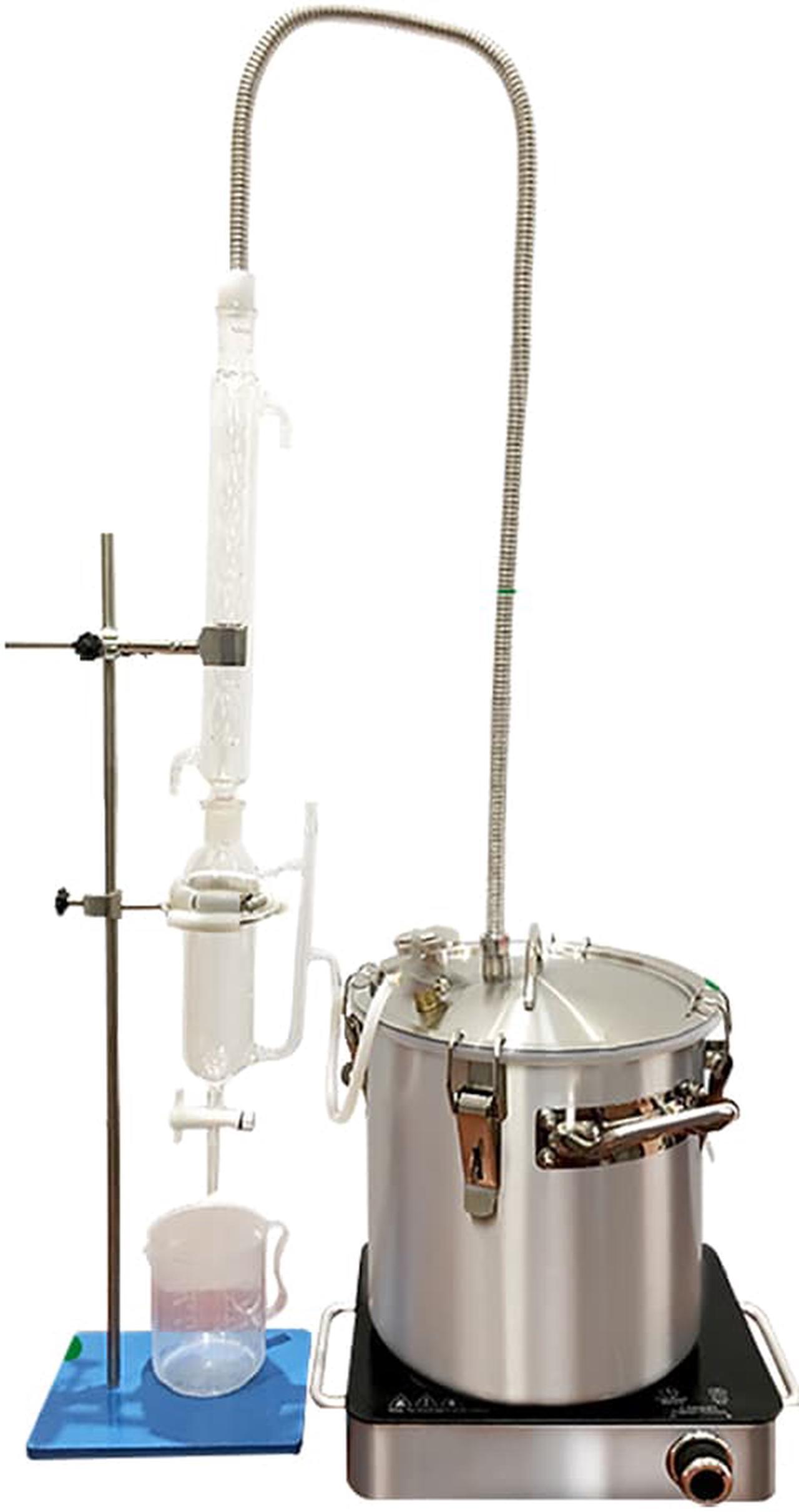 Alt view image 2 of 7 - HNZXIB 14pcs Essential Oils Extraction Apparatus Steam Distillation Kit, 22L Home/Lab Equipment Distillation Unit Set with Condenser Pipe Flask for Making Your Own Essential Oil