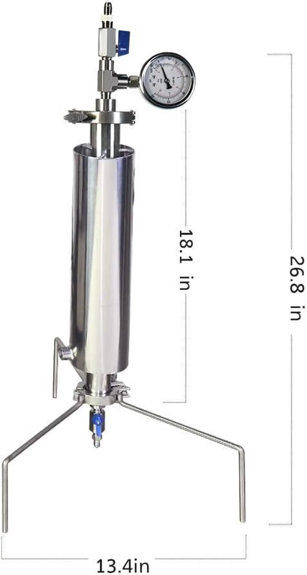 Alt view image 5 of 7 - 1.5'' Closed Loop Extractor ,Stainless Steel Vacuum Chamber/Tube 90 Gram with Tripod ,Aim to Extract from Plant Leaves