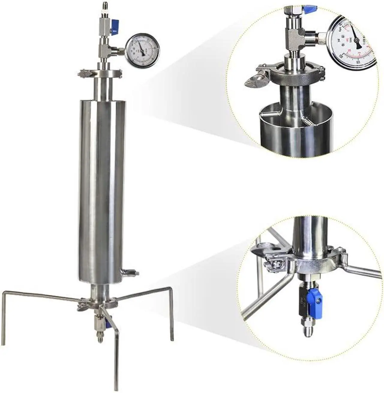 Alt view image 2 of 7 - 1.5'' Closed Loop Extractor ,Stainless Steel Vacuum Chamber/Tube 90 Gram with Tripod ,Aim to Extract from Plant Leaves